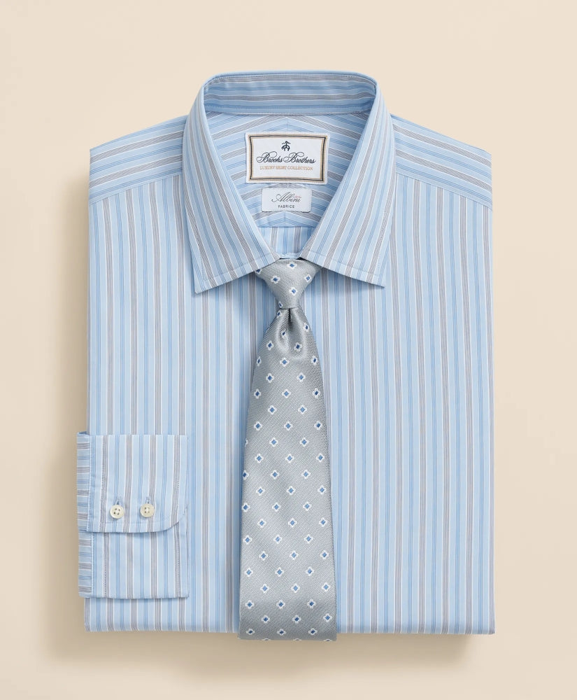 Brooks Brothers x Thomas Mason® Cotton Poplin Ainsley Collar Multi Stripe Dress Shirt