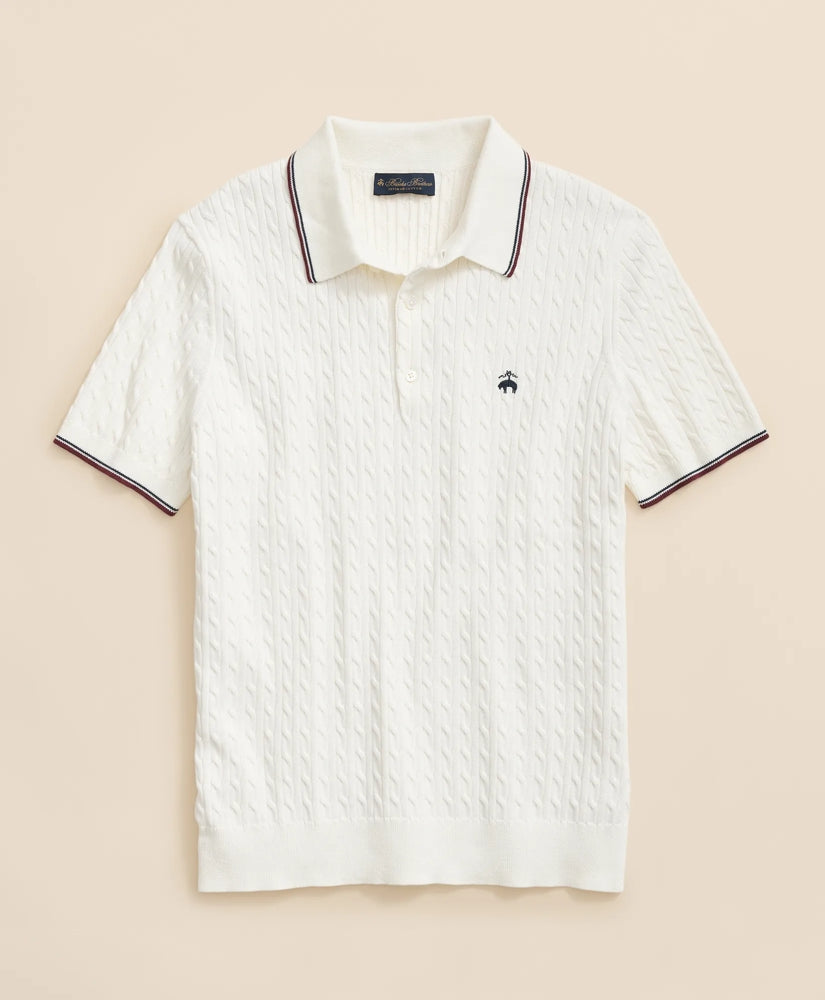Cable Knit Archive Tennis Polo in Supima® Cotton