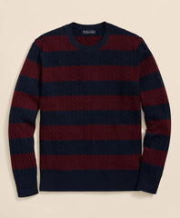 Cashmere Wool Cable-Knit Sweater in Rugby Stripe
