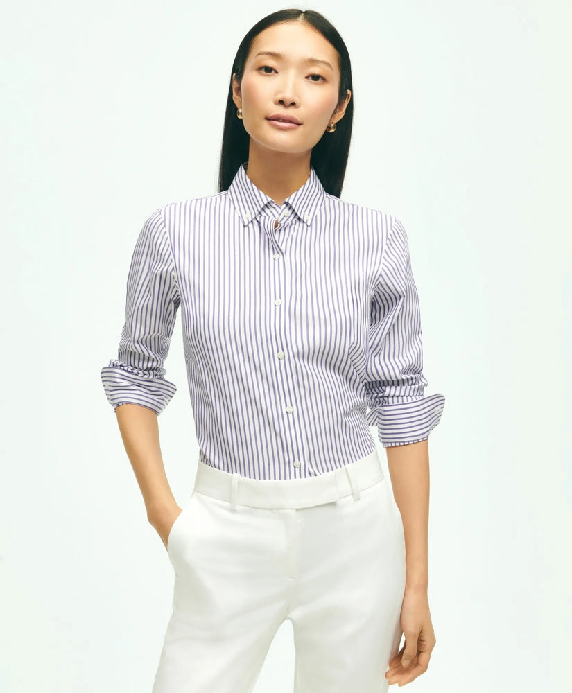 Classic Fit Stretch Supima® Cotton Non-Iron Bengal Stripe Dress Shirt