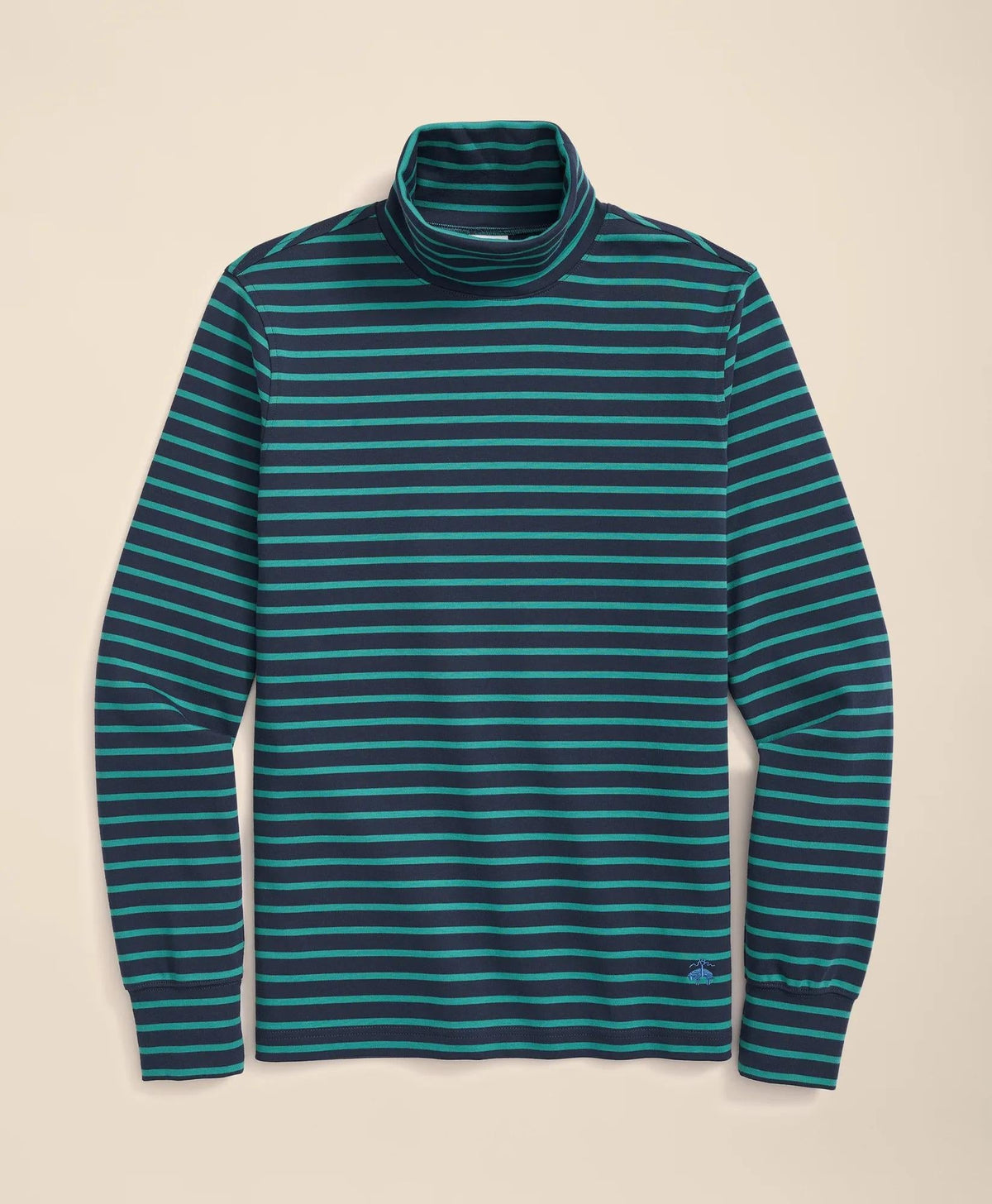 Cotton Blend Striped Turtleneck