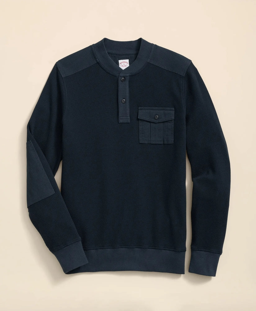 Cotton-Wool Blend Waffle Knit Henley