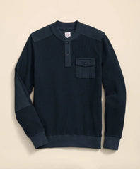 Cotton-Wool Blend Waffle Knit Henley