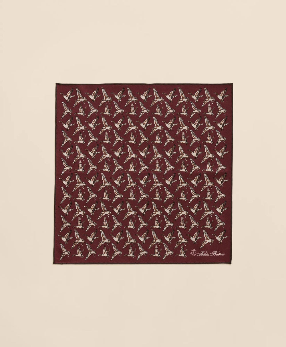 Duck Motif Silk Pocket Square