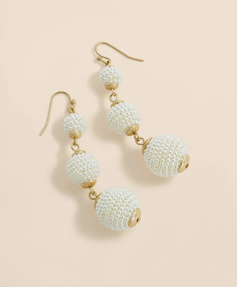 Faux-Pearl Sphere Linear Earrings