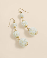 Faux-Pearl Sphere Linear Earrings