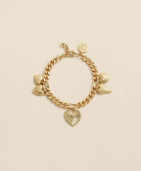 Gold-Toned Heart Charm Bracelet