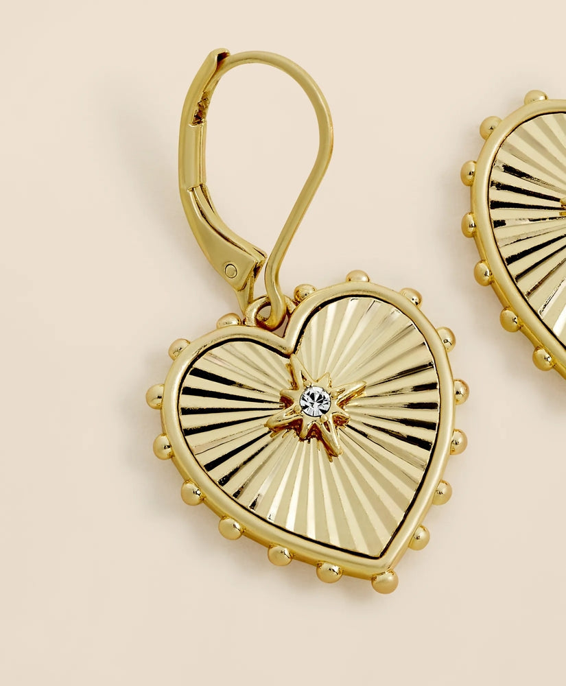 Heart Charm Gold-Toned Earrings