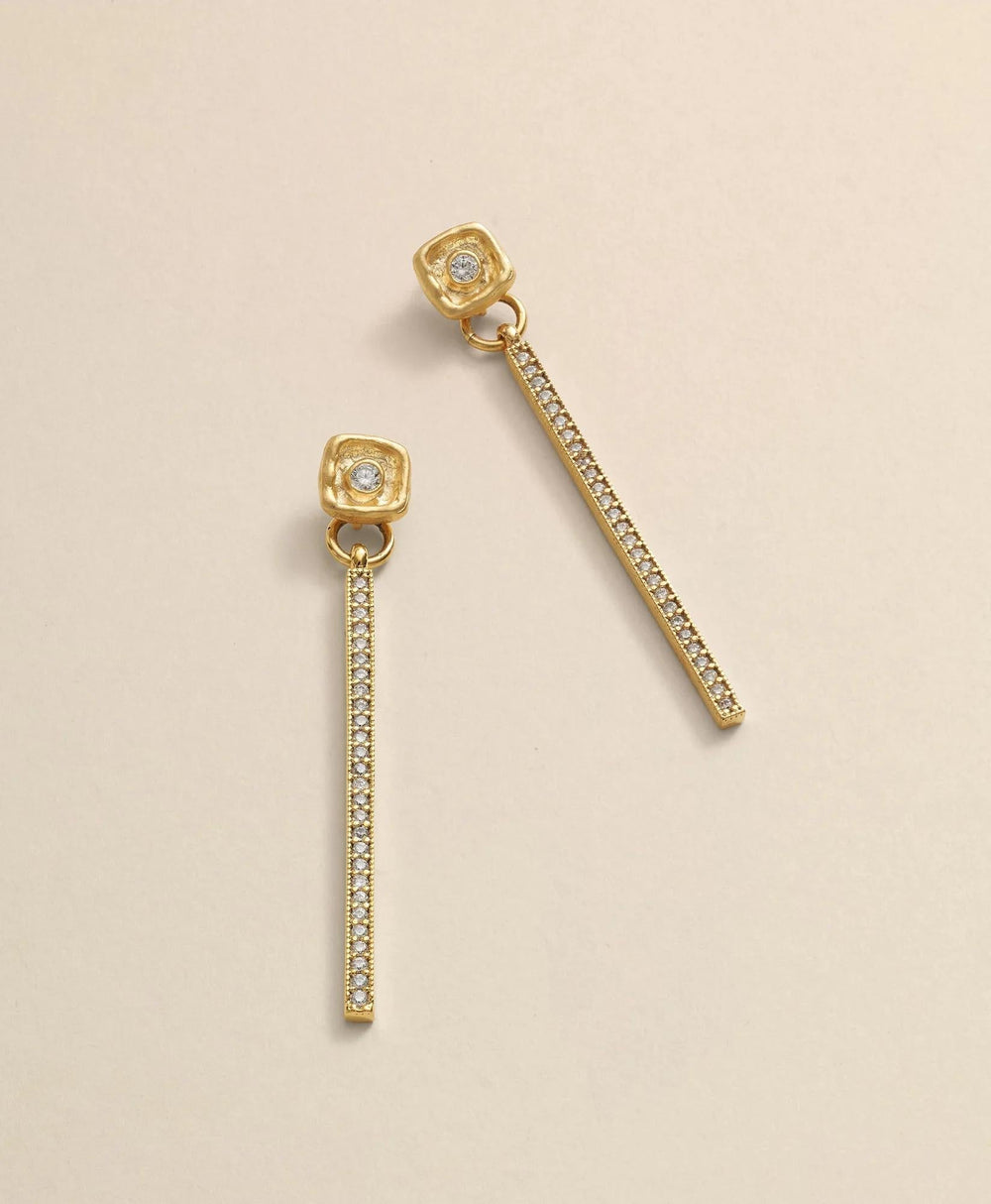Loni Paul Crystal Bar Earrings in 14K Plated Gold