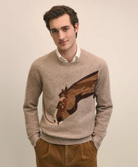 Merino Wool Intarsia Horse Motif Sweater