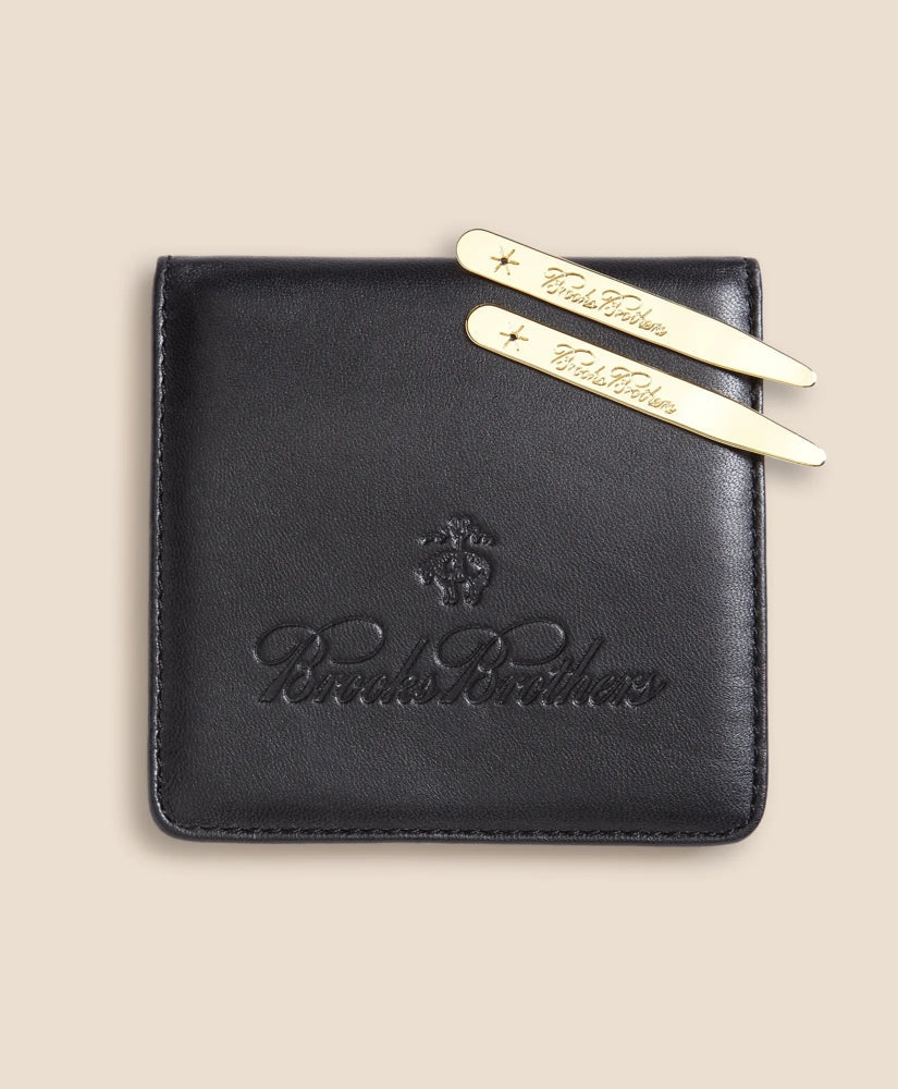 Metallic Collar Stays with Nappa Leather Case