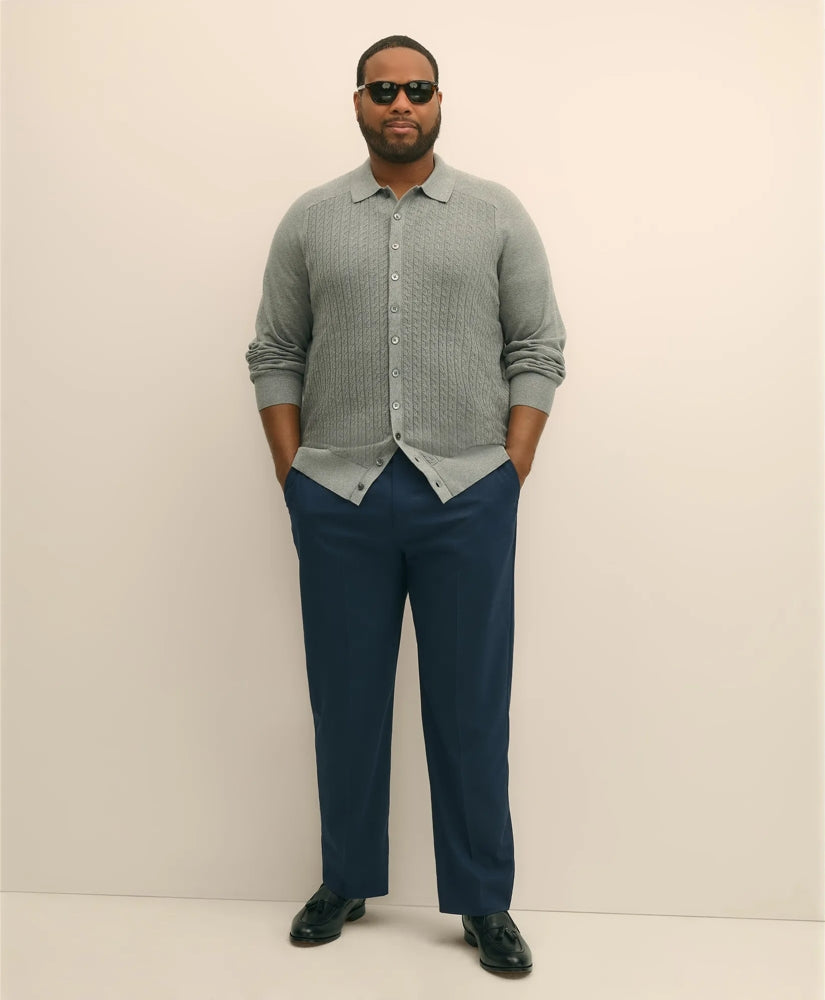 Mini-Cable Knit Polo Cardigan Big & Tall