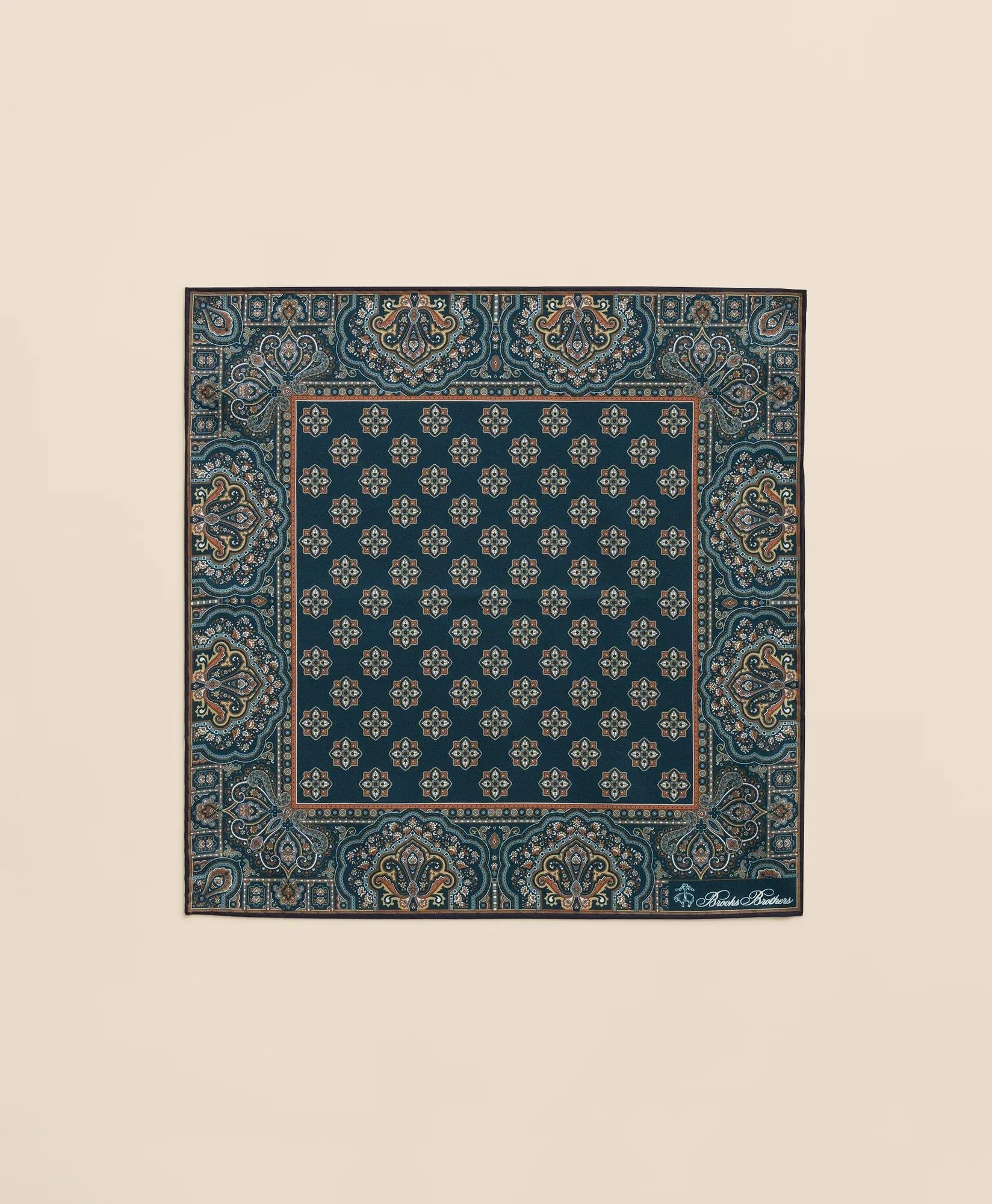 Ornate Motif Silk Pocket Square