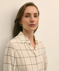 Relaxed Silk Windowpane Blouse