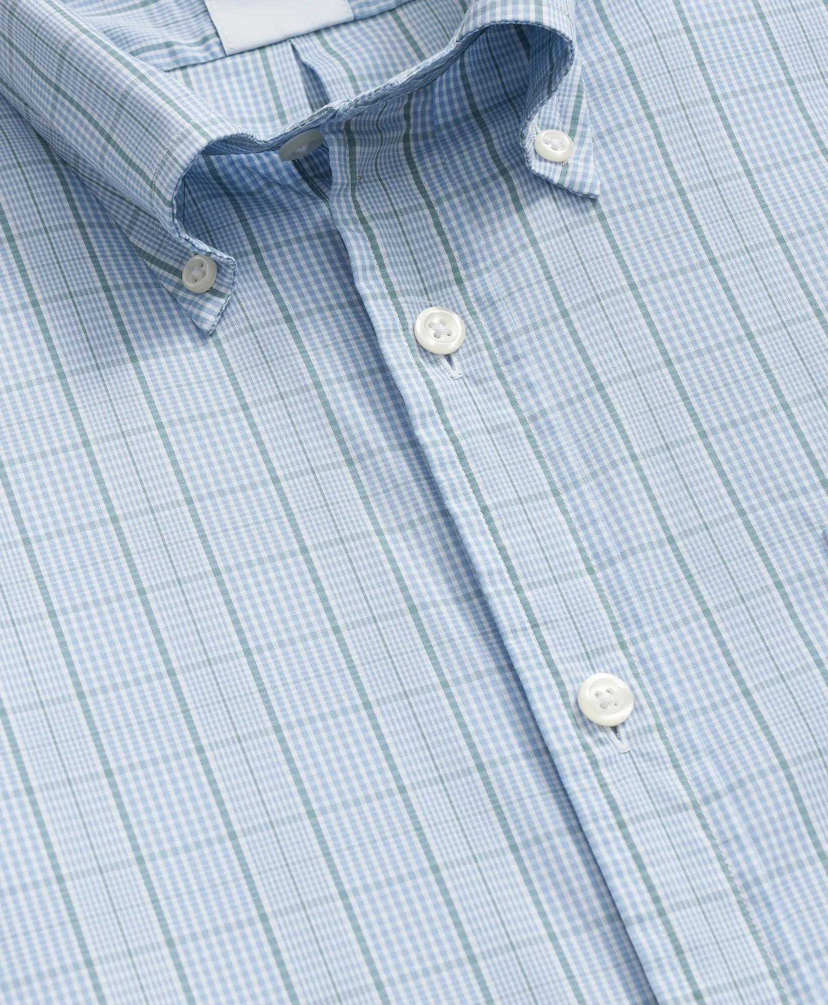 Performance Series Stretch Polo Button-Down Collar Glen Plaid Sport Shirt