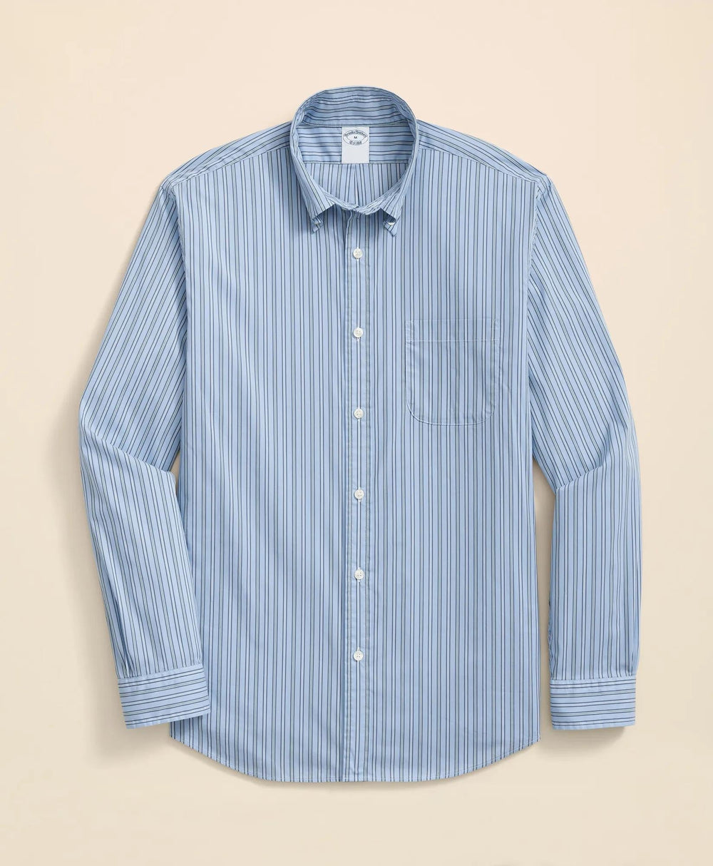 Striped Sport Shirt Performance Series Stretch Polo Button-Down Collar