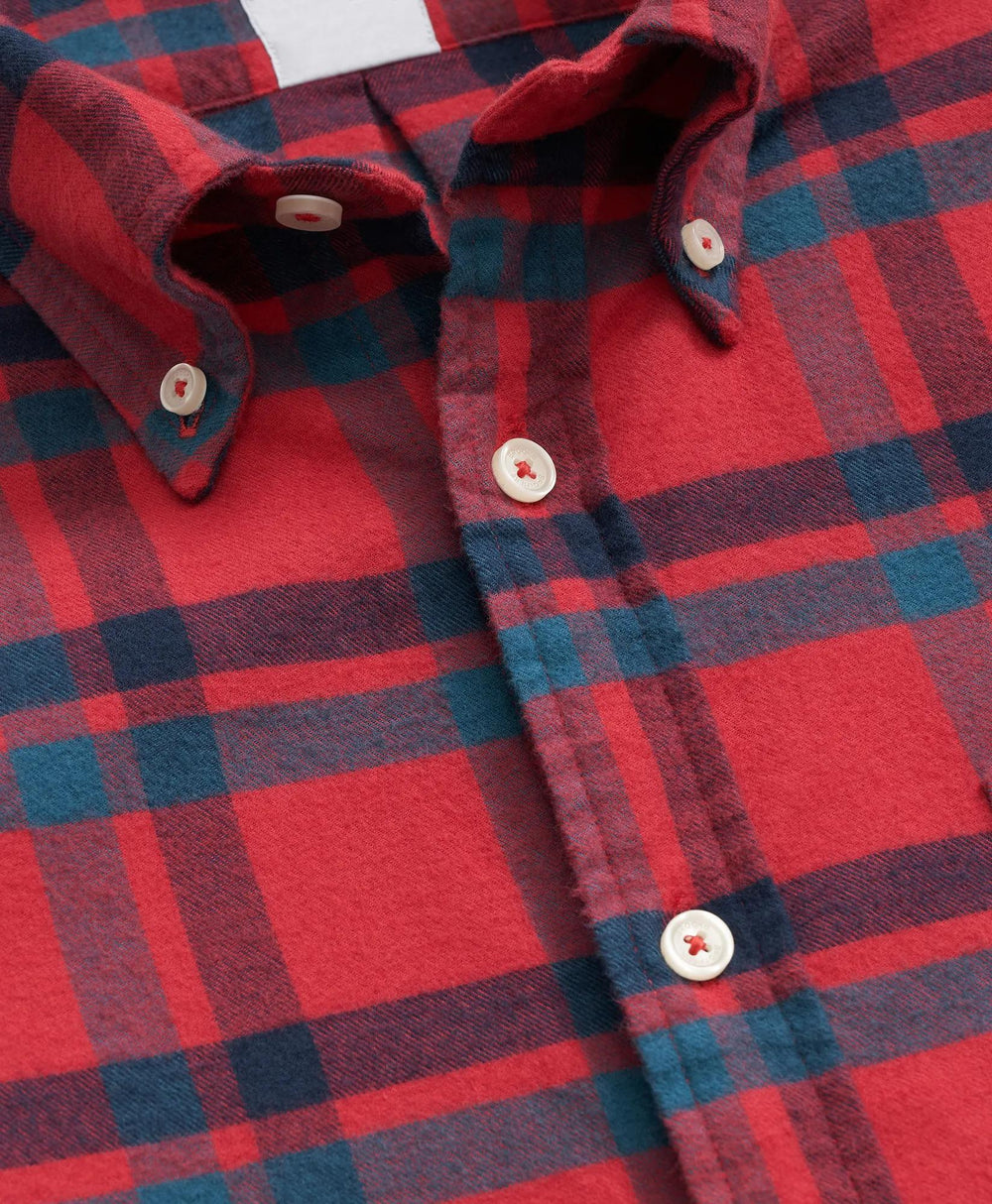 Bold Plaid Shirt Portuguese Flannel Polo Button Down Collar
