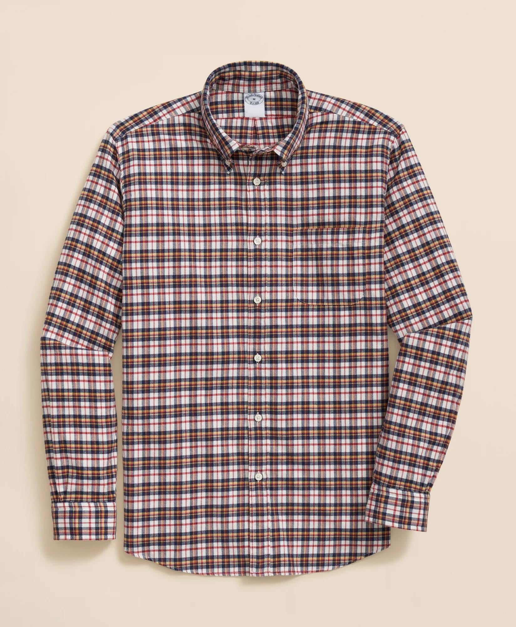 Portuguese Flannel Polo Button Down Collar Multi-Check Shirt