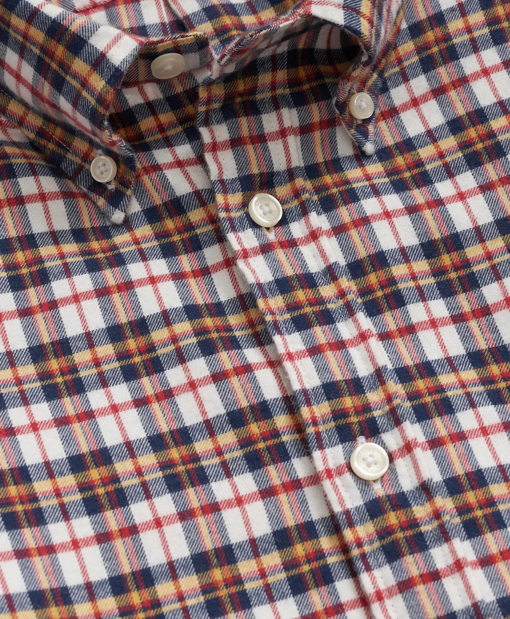 Portuguese Flannel Polo Button Down Collar Multi-Check Shirt