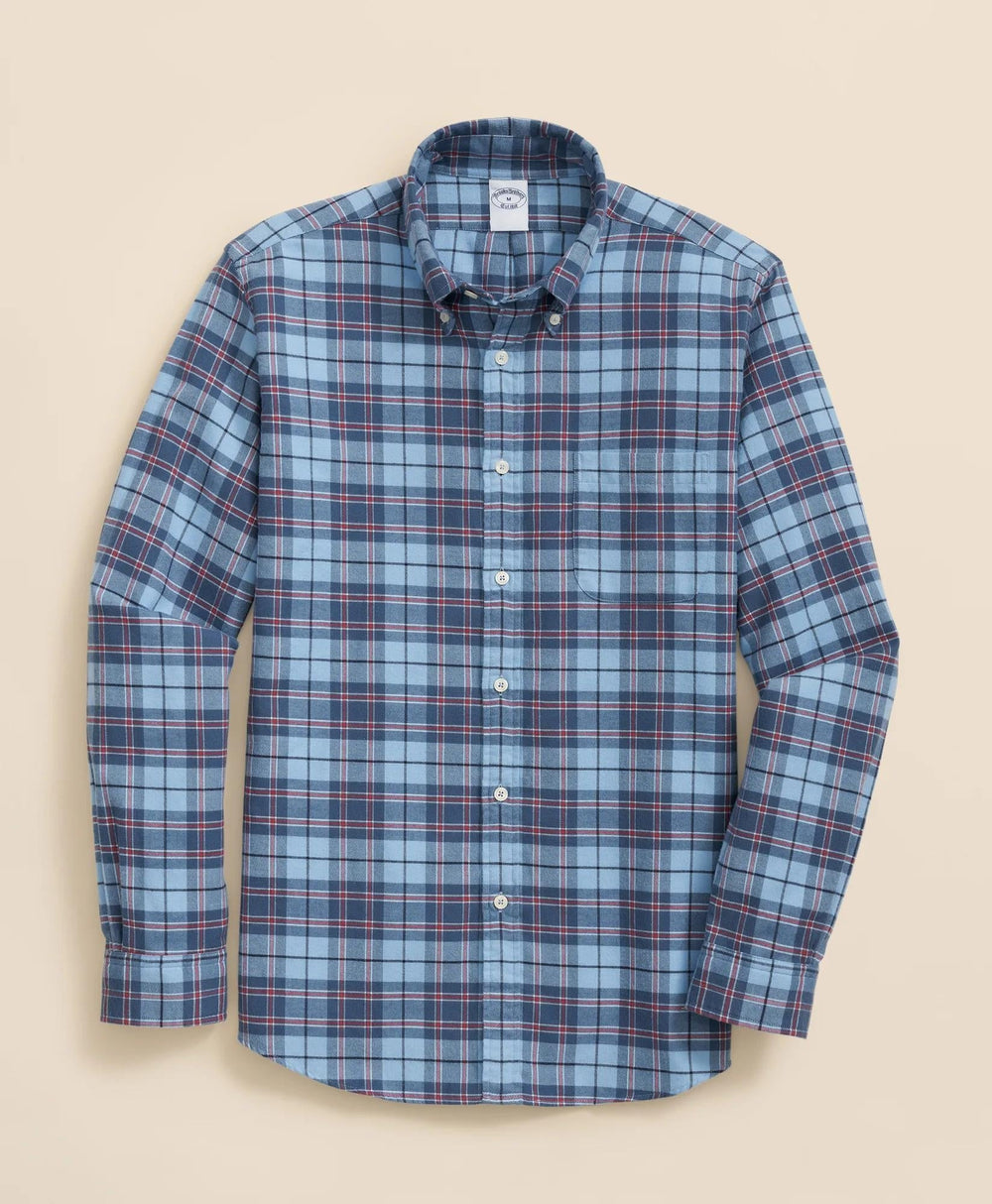 Portuguese Flannel Polo Button Down Collar Plaid Shirt