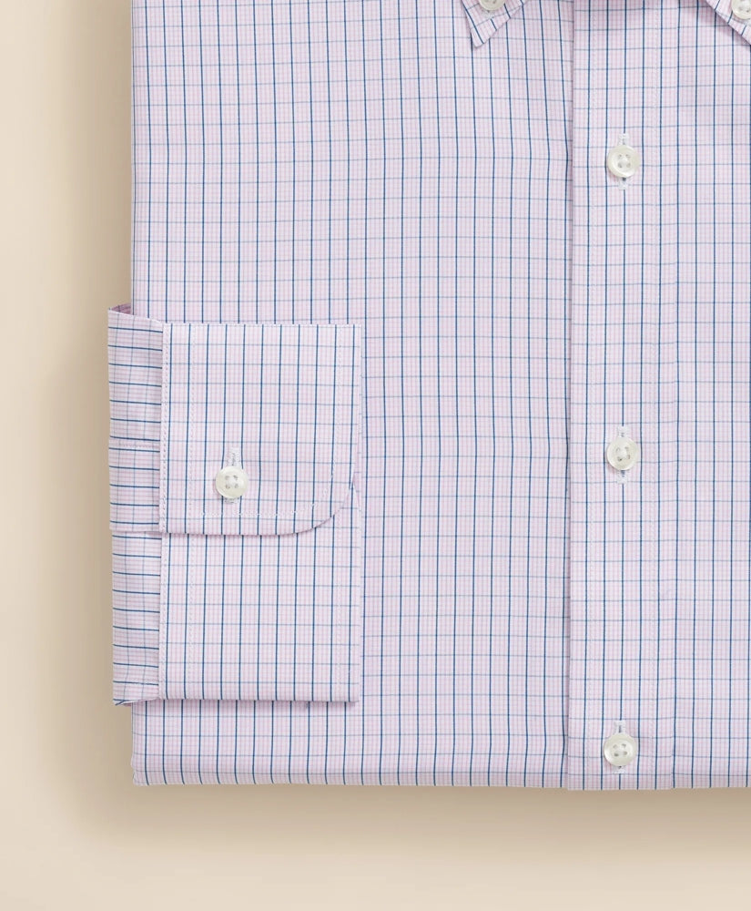 Polo Button-Down Collar Grid Check Dress Shirt Pure Supima® Cotton Regular-Finish