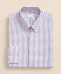 Polo Button-Down Collar Grid Check Dress Shirt Pure Supima® Cotton Regular-Finish