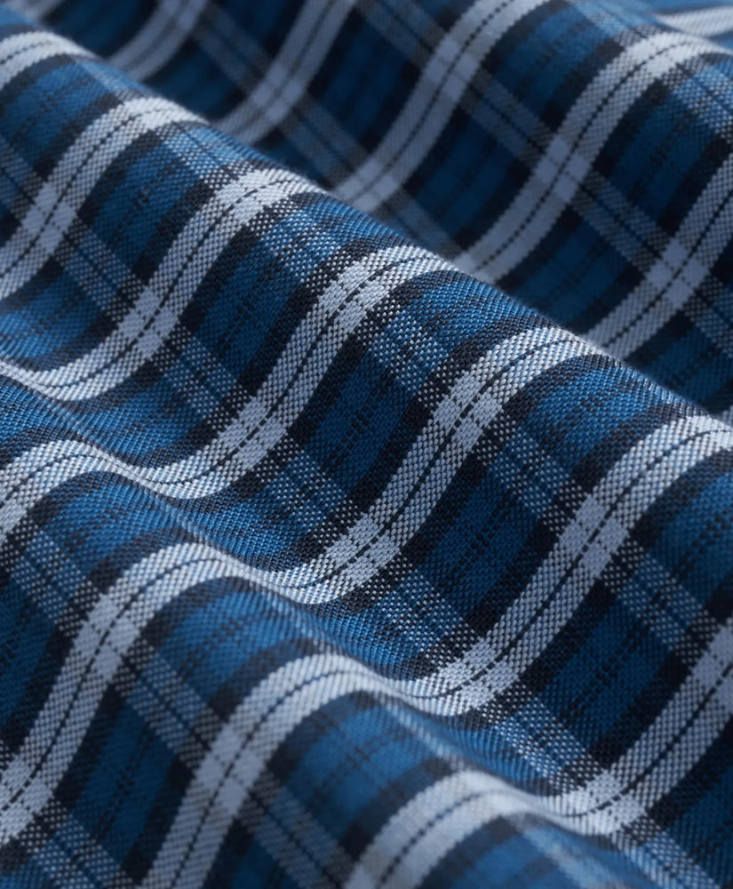 Stretch Cotton Non-Iron Oxford Polo Button Down Collar Mini Tartan Shirt