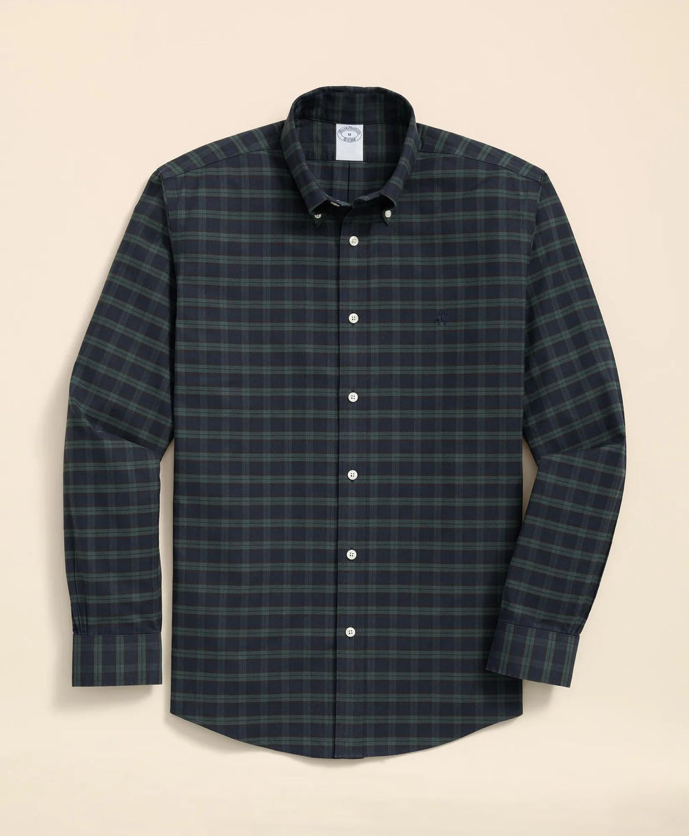 Stretch Non-Iron Oxford Button-Down Collar Black Watch Shirt
