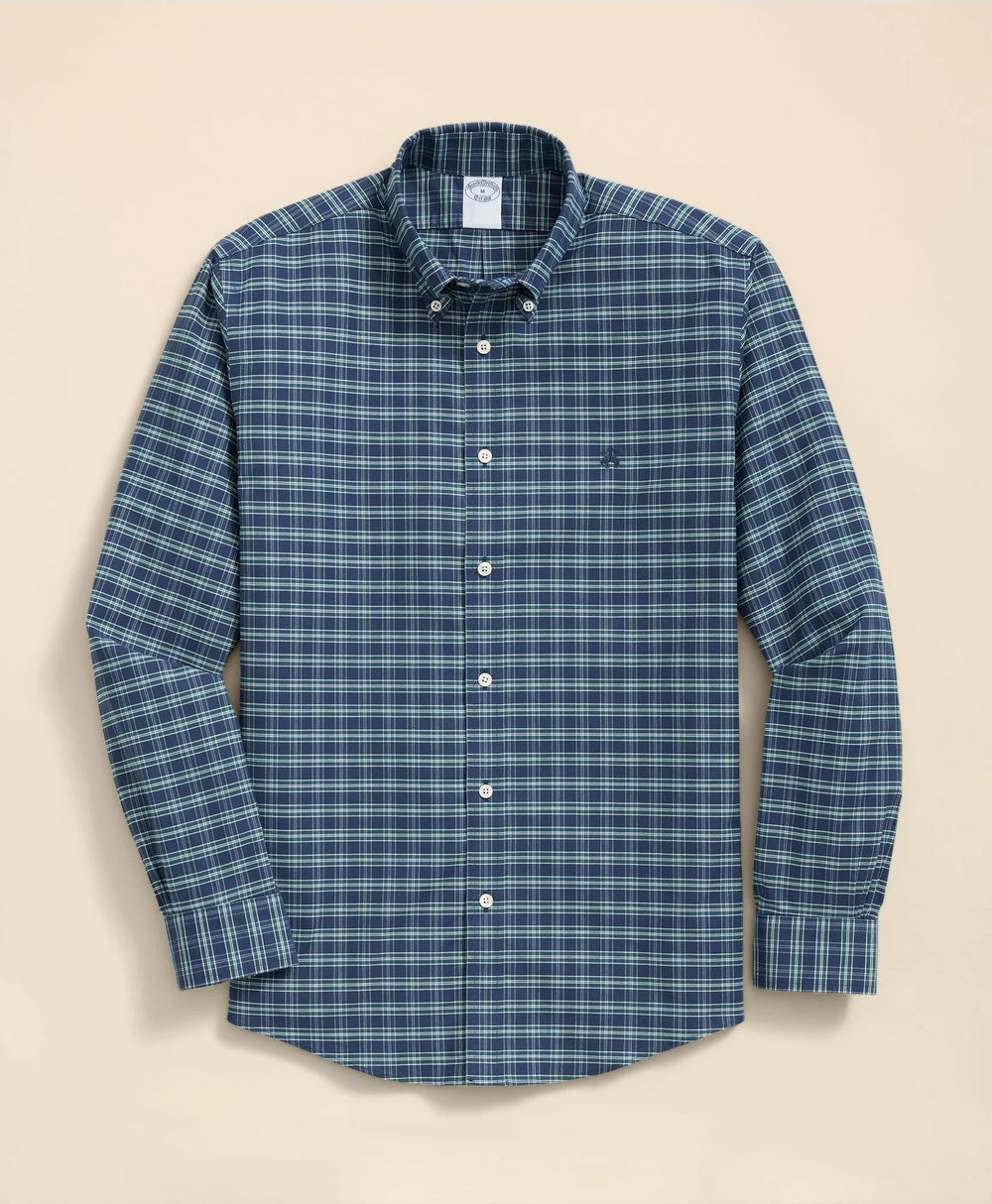 Stretch Non-Iron Oxford Button-Down Collar Check Shirt