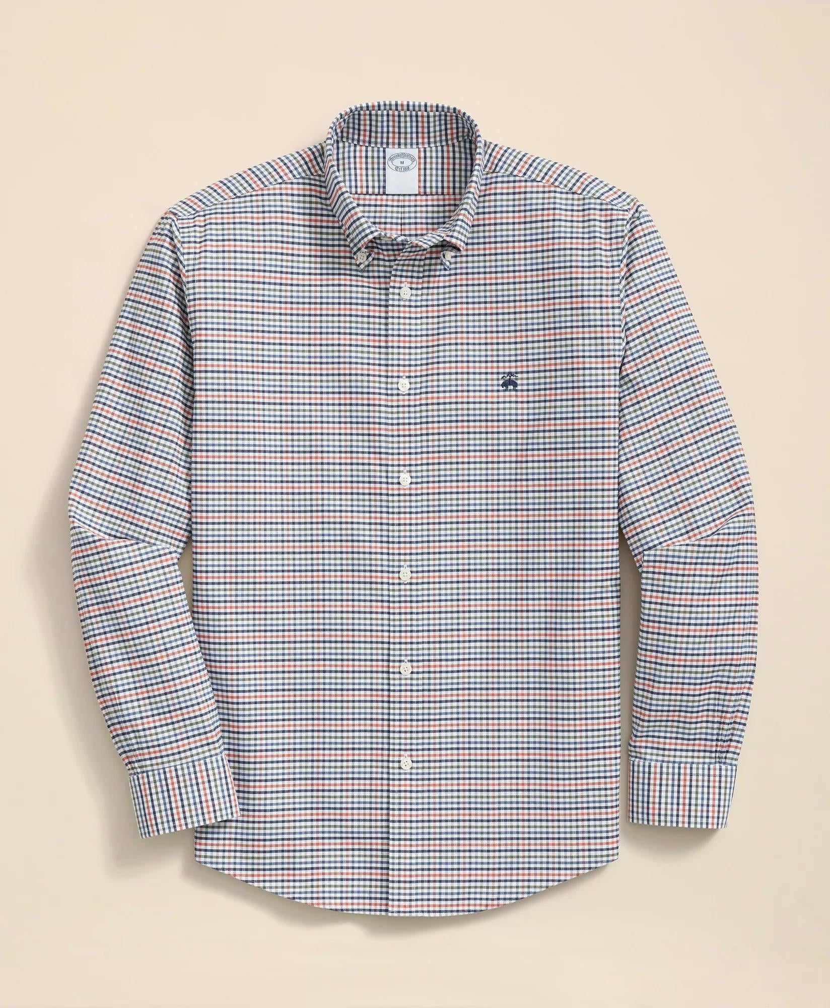 Multi-Check Shirt Stretch Non-Iron Oxford Button-Down Collar