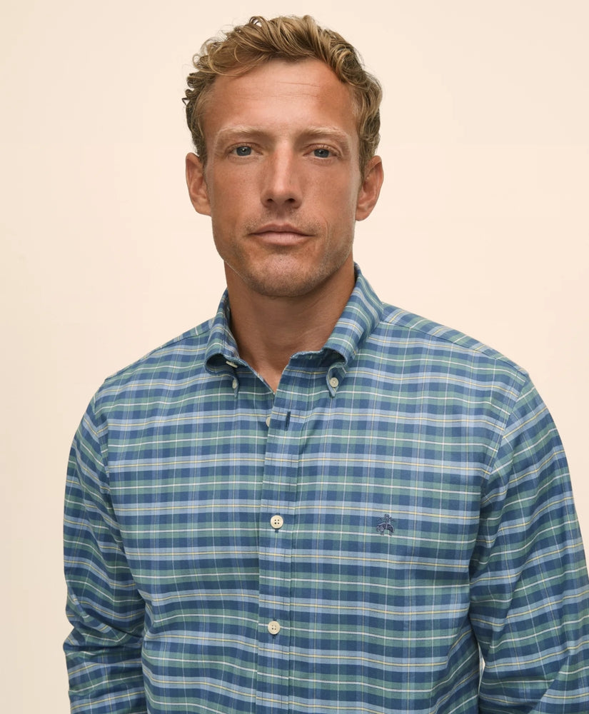 Tartan Sport Shirt Stretch Non-Iron Oxford Button-Down Collar
