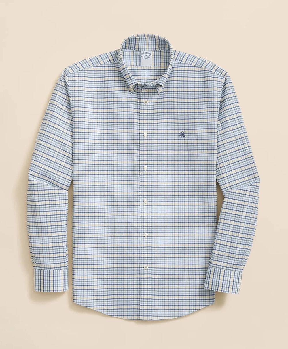 Tattersall Sport Shirt Stretch Non-Iron Oxford Button-Down Collar