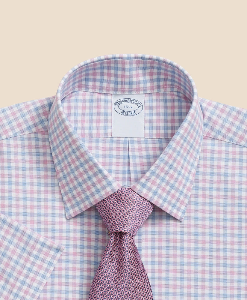 Alternating Check Short-Sleeve Dress Shirt Stretch Supima® Cotton Non-Iron Ainsley Collar