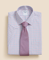Alternating Check Short-Sleeve Dress Shirt Stretch Supima® Cotton Non-Iron Ainsley Collar