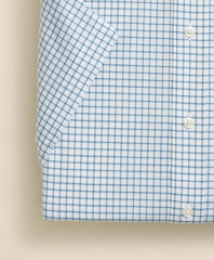 Windowpane Short-Sleeve Dress Shirt Stretch Supima® Cotton Non-Iron Broadcloth Ainsley Collar
