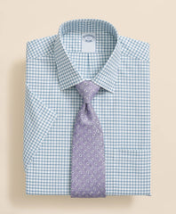 Windowpane Short-Sleeve Dress Shirt Stretch Supima® Cotton Non-Iron Broadcloth Ainsley Collar