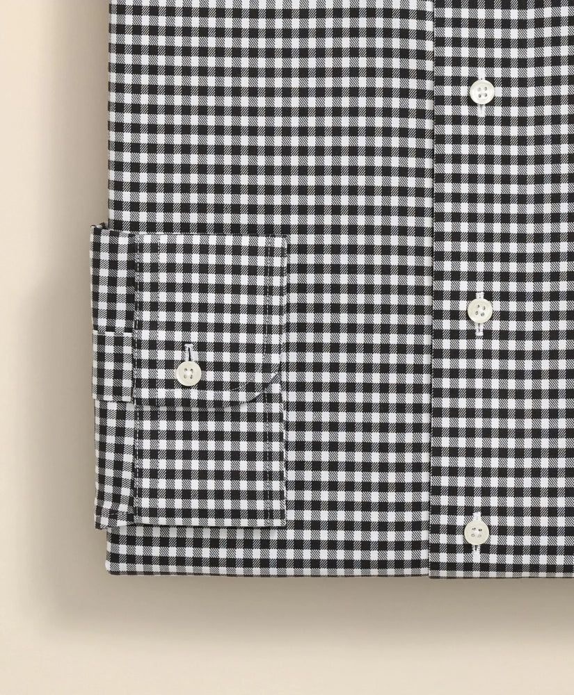 Gingham Dress Shirt Stretch Supima® Cotton Non-Iron Herringbone English Spread Collar