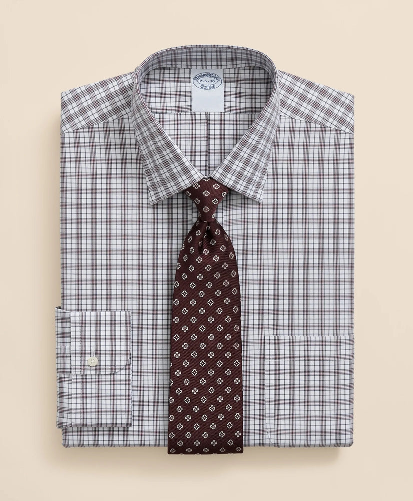 Check Dress Shirt Stretch Supima® Cotton Non-Iron Pinpoint Oxford Ainsley Collar