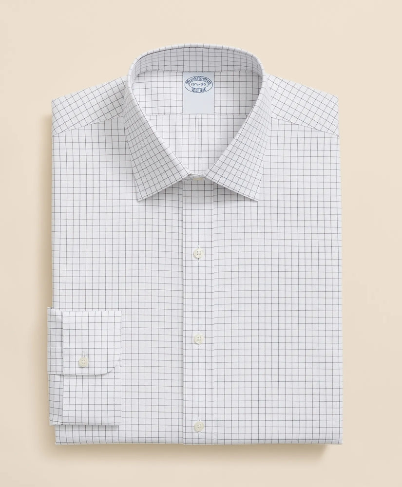 Stretch Supima® Cotton Non-Iron Pinpoint Oxford Ainsley Collar Windowpane Dress Shirt
