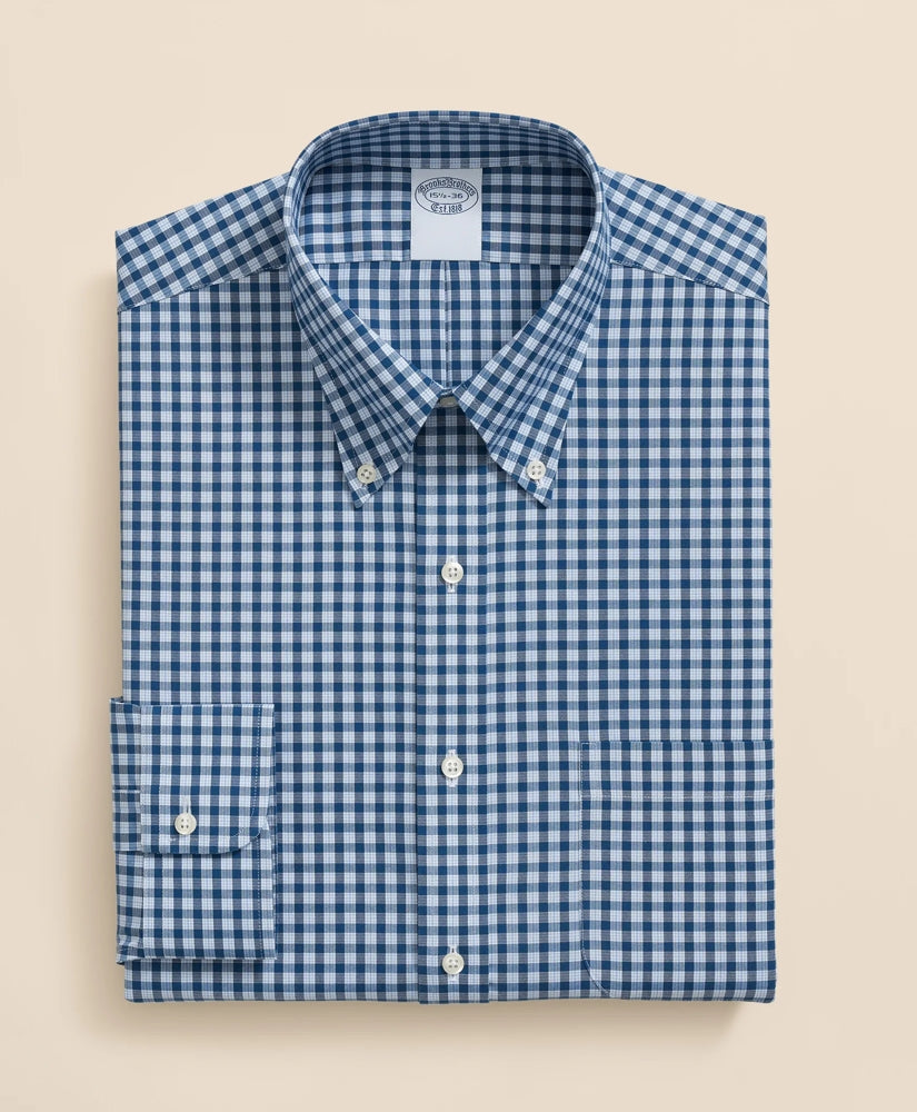 Stretch Supima® Cotton Non-Iron Pinpoint Oxford Polo Button Down Collar Check Dress Shirt