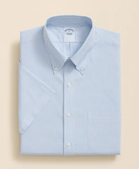 Stretch Supima® Cotton Non-Iron Polo Button Down Collar Mini Stripe Short-Sleeve Dress Shirt