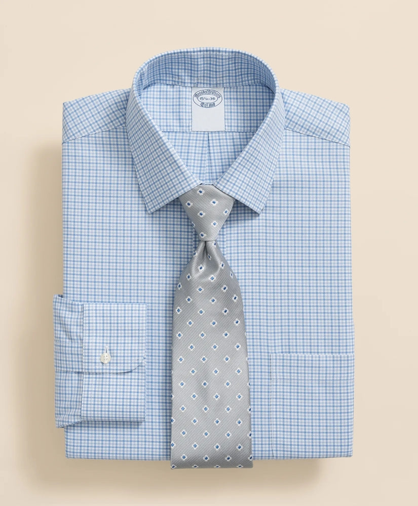 Checked Dress Shirt Stretch Supima® Cotton Non-Iron Royal Oxford Ainsley Collar
