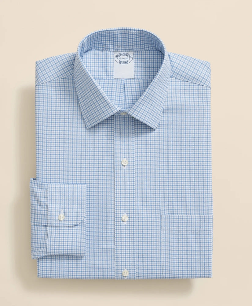 Checked Dress Shirt Stretch Supima® Cotton Non-Iron Royal Oxford Ainsley Collar