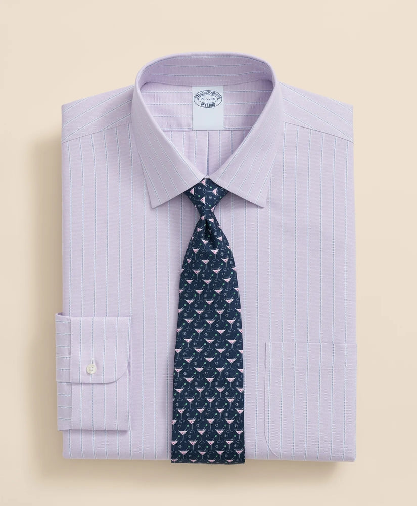 Stretch Supima® Cotton Non-Iron Royal Oxford Ainsley Collar Striped Dress Shirt