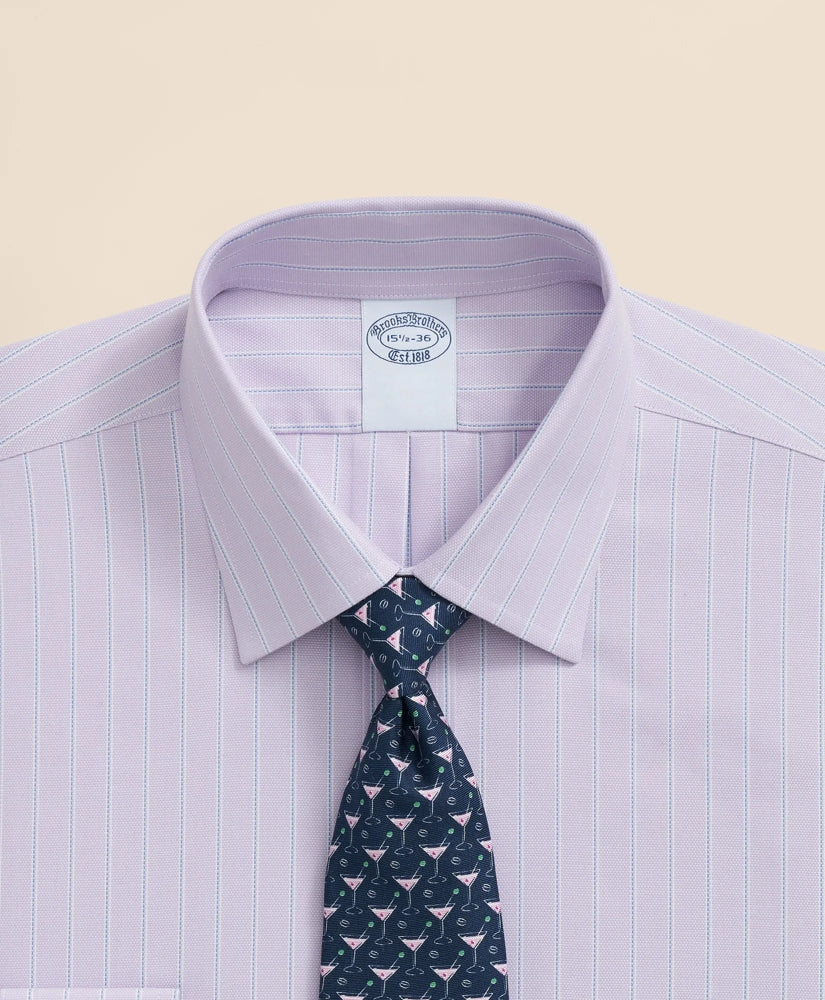 Stretch Supima® Cotton Non-Iron Royal Oxford Ainsley Collar Striped Dress Shirt