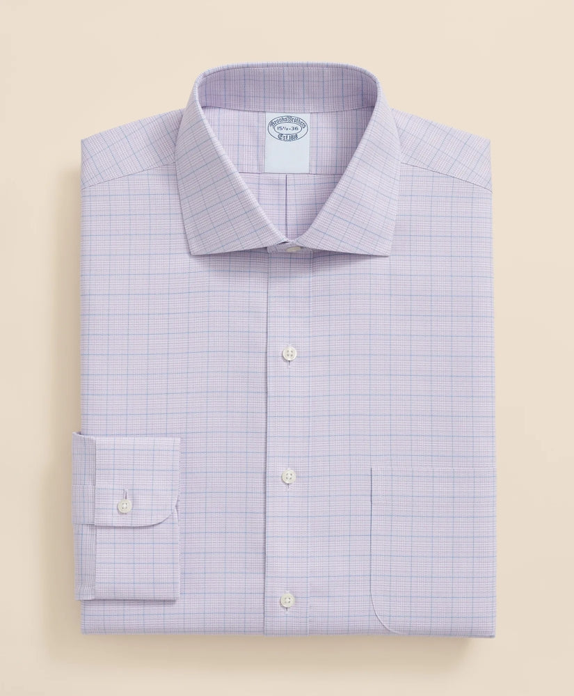 Checked Dress Shirt Stretch Supima® Cotton Non-Iron Royal Oxford English Spread Collar