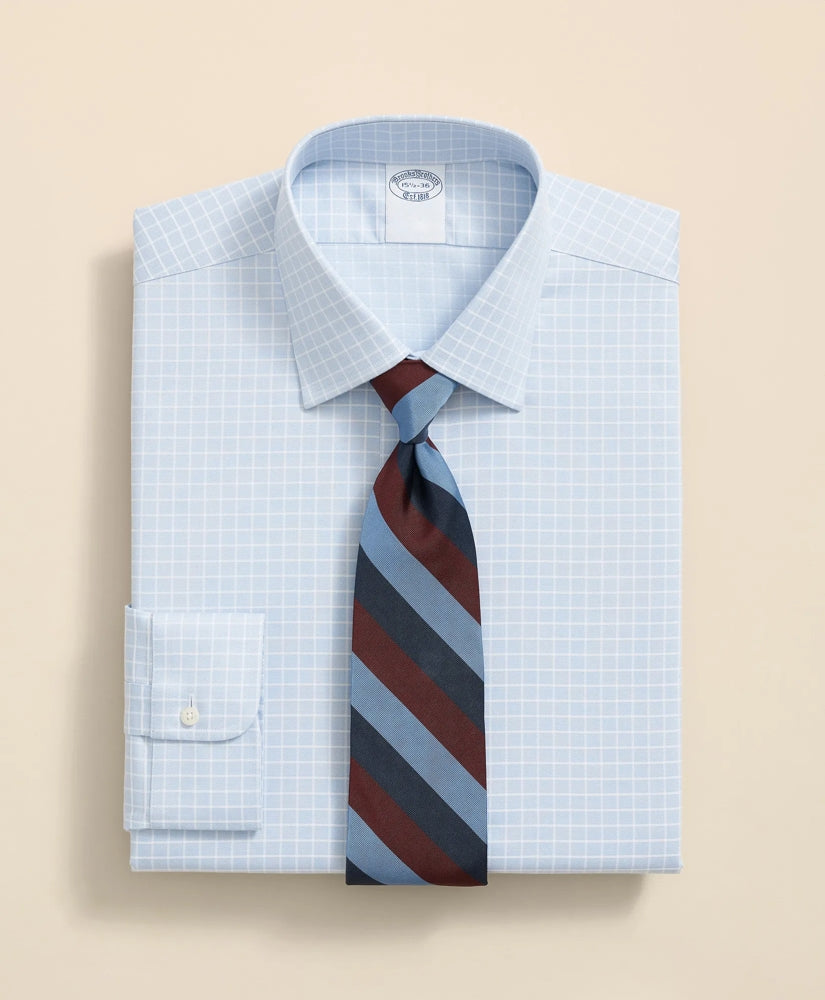 Stretch Supima® Cotton Non-Iron Textured Dobby Ainsley Collar Graph Check Dress Shirt