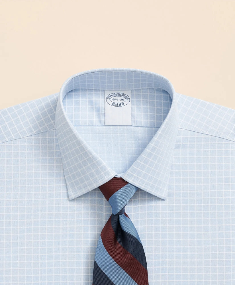 Stretch Supima® Cotton Non-Iron Textured Dobby Ainsley Collar Graph Check Dress Shirt