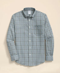 Stretch Supima® Cotton Non-Iron Twill Polo Button Down Check Sport Shirt