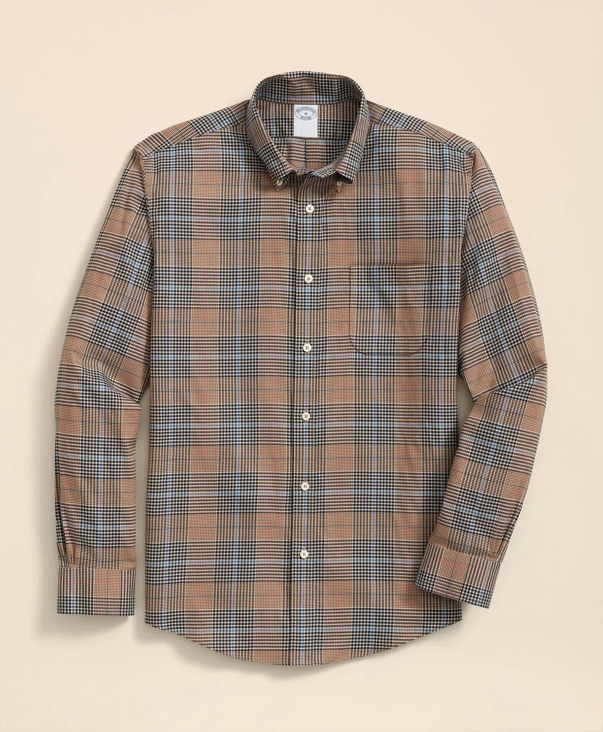 Glen Plaid Sport Shirt Stretch Supima® Cotton Non-Iron Twill Polo Button Down
